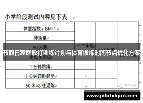 节假日家庭散打训练计划与体育锻炼时间节点优化方案